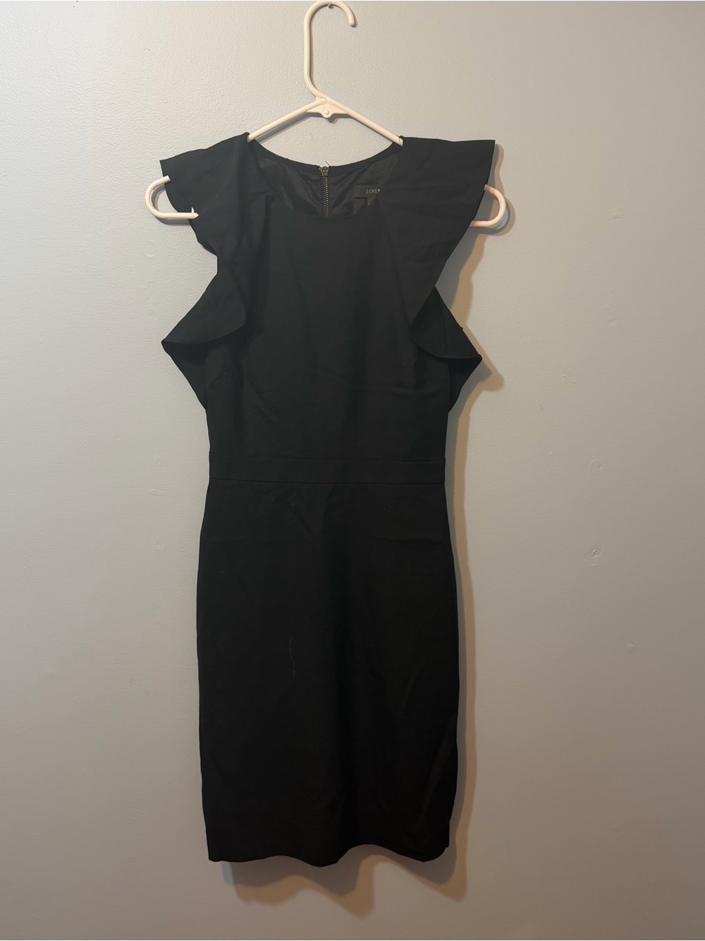 J. Crew Black Mini Dress with Ruffle Cap Sleeves